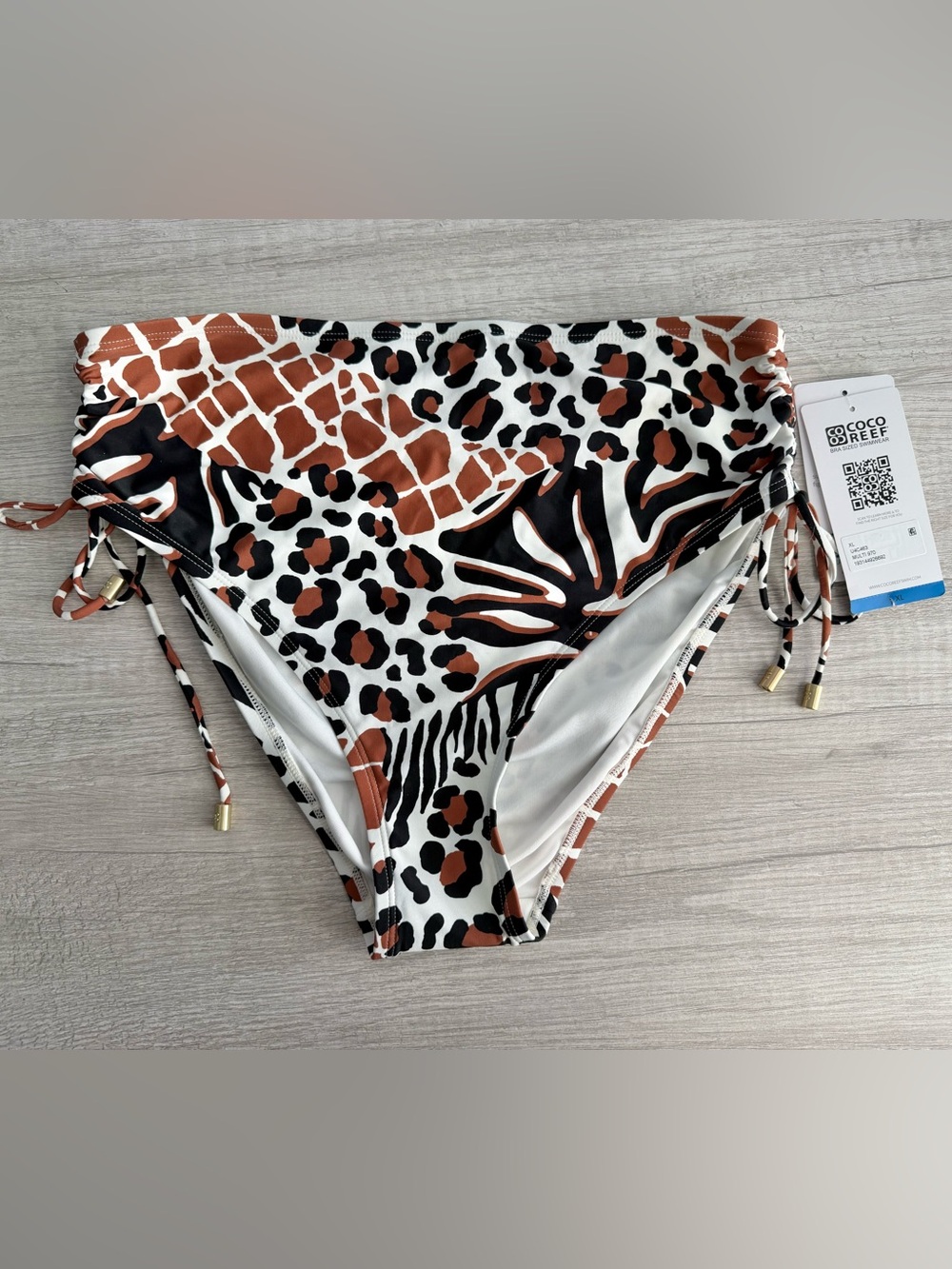 Coco Reef Inspire Shirred High Waist Bikini Bottoms Wild Medley Size XL